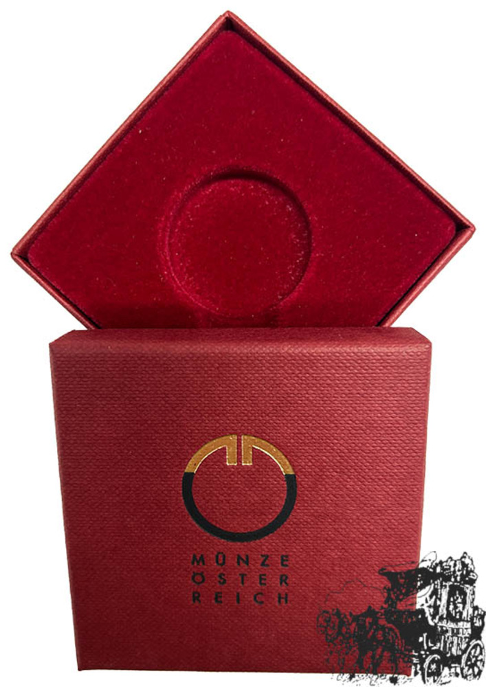 Etui Münze Österreich - 33 mm - roter Samt