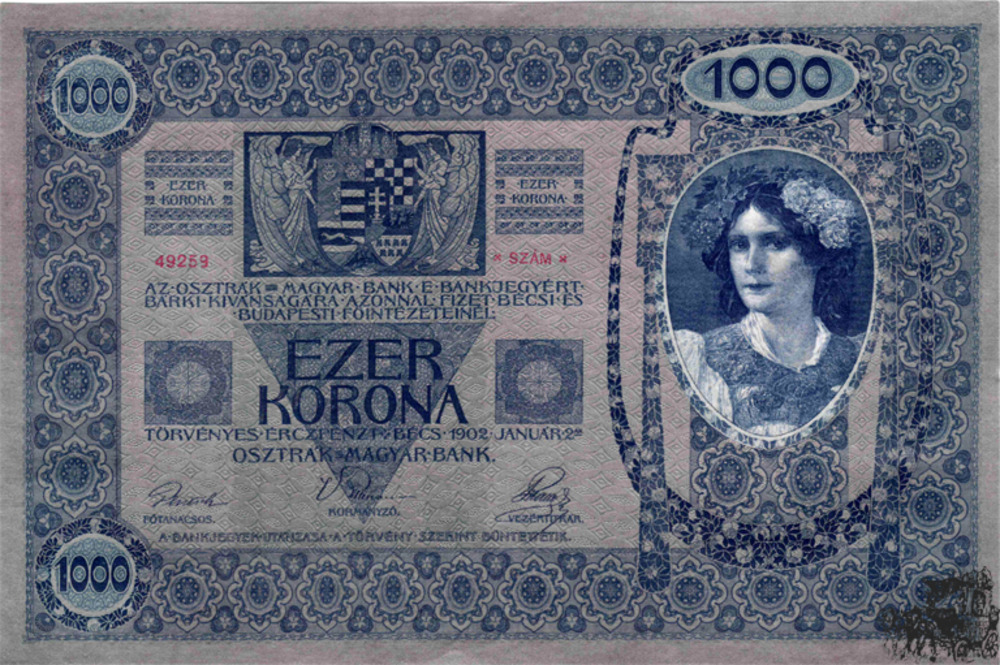 1000 Kronen 1902 - Österreich - Rosa Unterdruck - bankfrisch