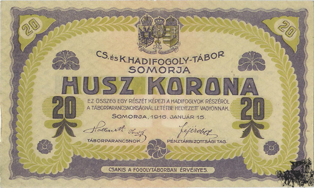 20 Kronen 1916 - Kriegsgefangenlager Somorja
