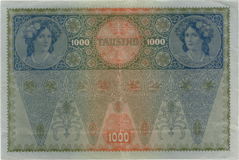 1000 Crowns 1919 - German Austria, 2nd edition, vacuum greenish 1000 Crowns 1919 - German Austria, 2nd edition, vacuum greenish