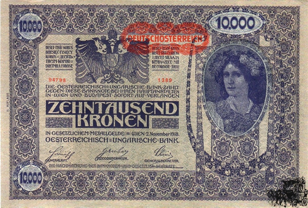 10.000 Kronen 1919 - Deutschösterreich, 2.Auflage