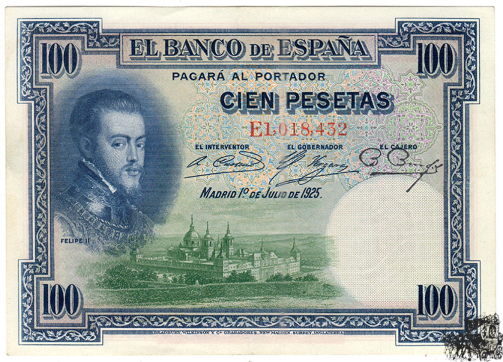 100 Pesetas 1925 Spanien - vorzüglich