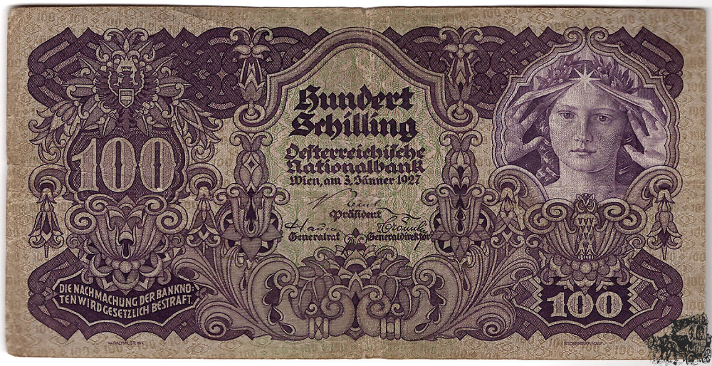 100 Schilling 1927 - Österreich, dunkelviolett