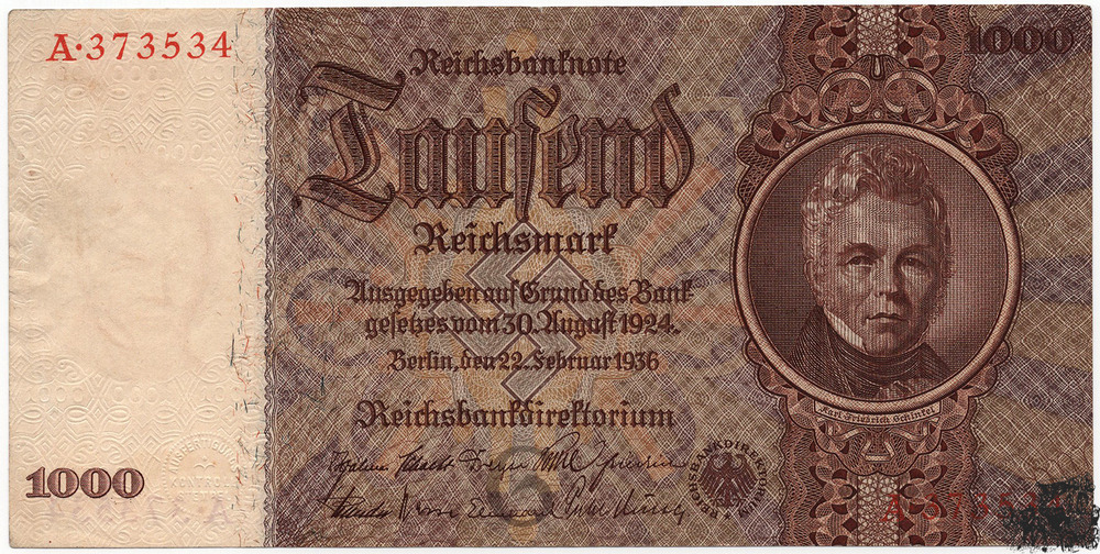 1000 Reichsmark 1936 - Deutschland - vorzüglich 1000 Reichsmark 1936 - Deutschland - vorzüglich
