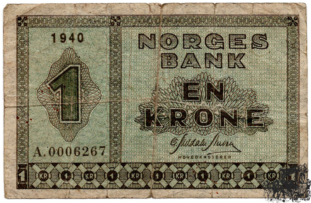 1 Kronen 1940 - Norwegen - schön