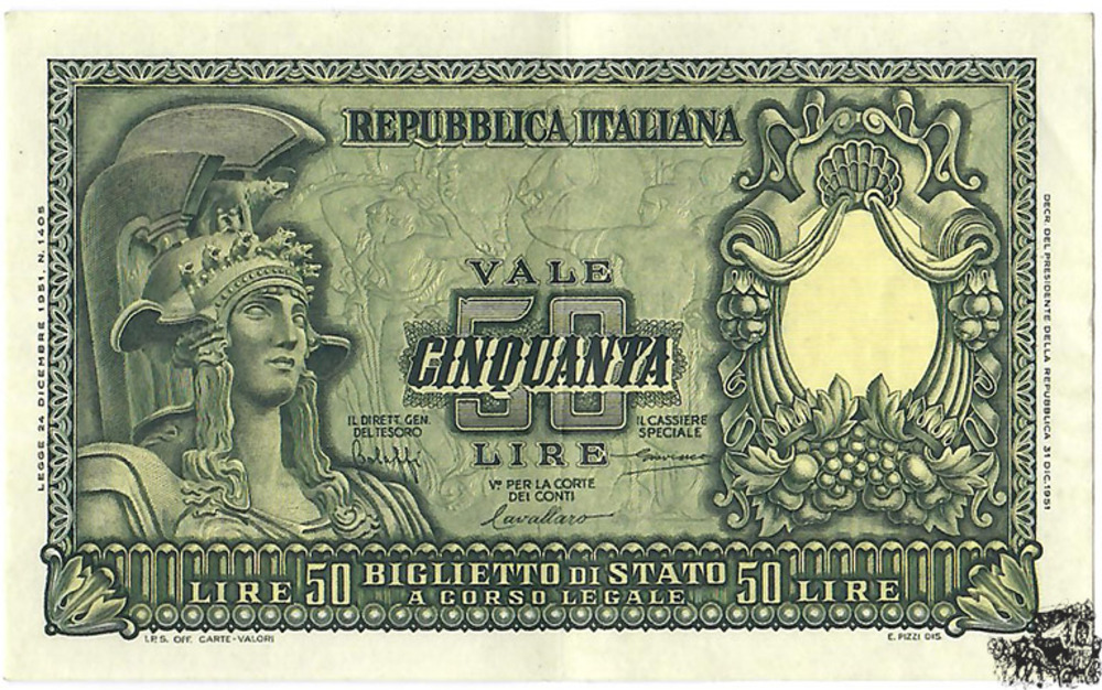 50 Lire 1951 - Italien - vorzüglich