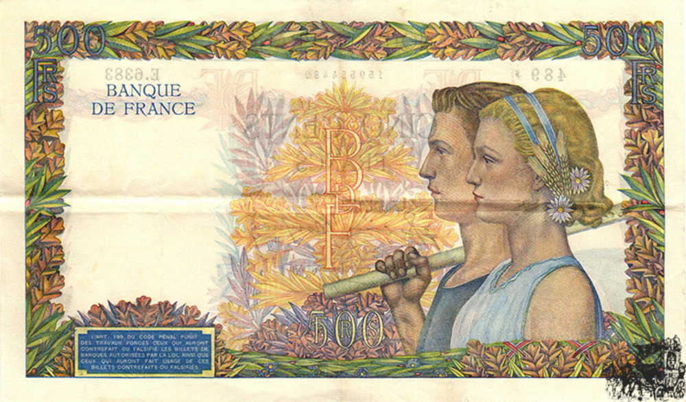 500 francs 1942 - Frankreich - sehr schön