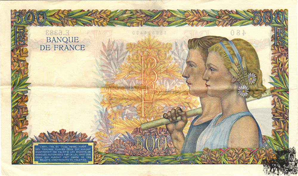 500 francs 1942 - Frankreich - sehr schön