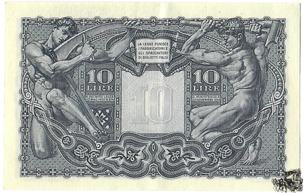 10 Lire 1944 - Italien - Biglietto di Stato - vorzüglich