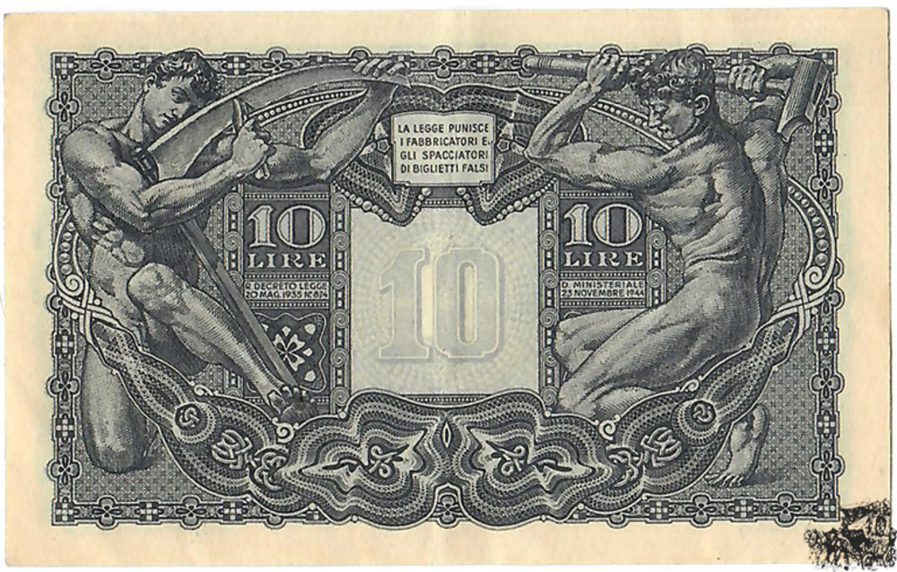 10 Lire 1944 - Italien - Biglietto di Stato - vorzüglich