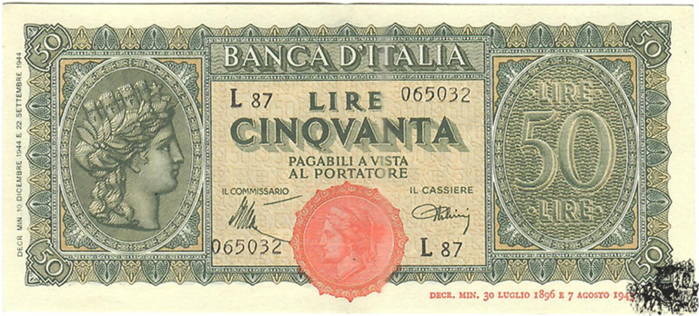 50 Lire 1944 - Italien - vorzüglich