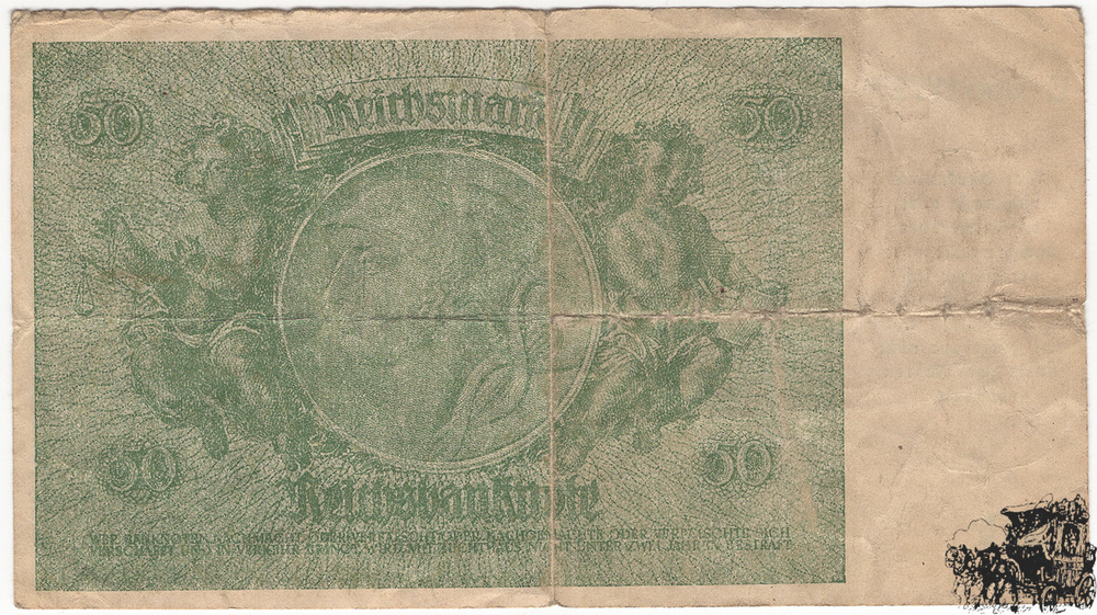 50 Mark 1945 - Deutschland - Notausgabe  auf Lebensmittelkartenpapier - Druck deutlich - schön
