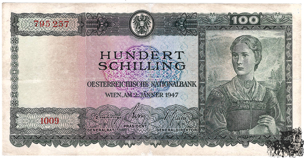 100 Schilling 1947 - 2.Republik - sehr schön