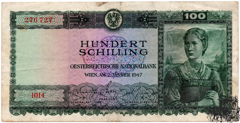 100 Schilling 1947 - 2.Republik - sehr schön