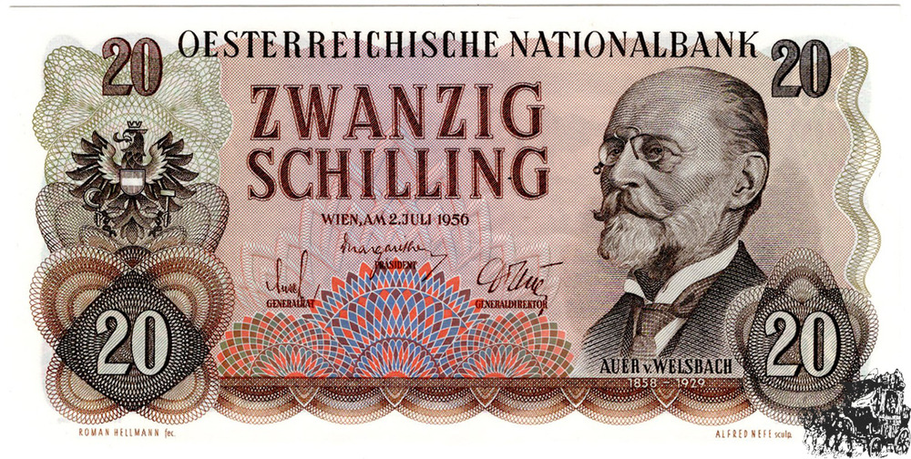 20 Schilling 1956 - 2.Republik - kassenfrisch