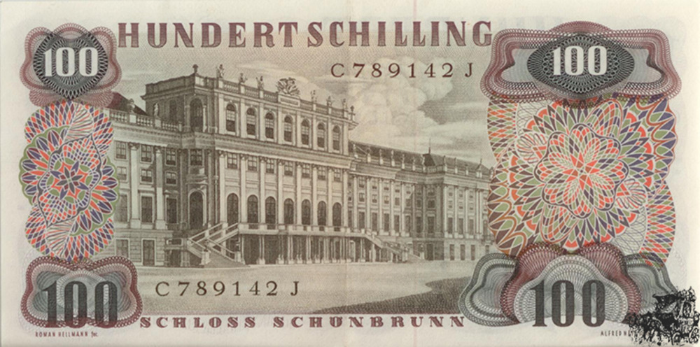 100 Schilling 1960 - 2.Republik, Mittlere Unterschrift auf Blattspitze - sehr schön