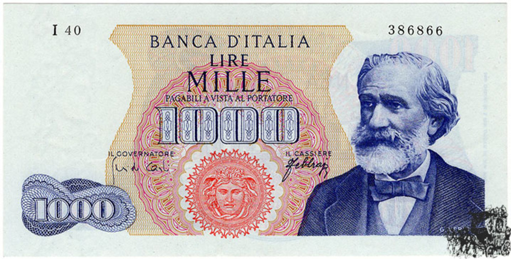 1000 Lire 1966 - Italien - bankfrisch