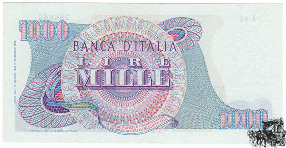 1000 Lire 1966 - Italien - bankfrisch