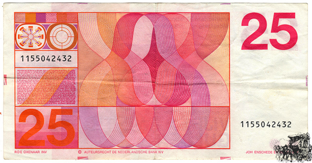 25 Gulden 1971 - Niederlande - 10stellig - sehr schön