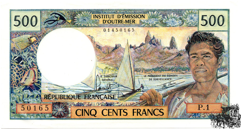 500 Francs 1977 - Tahiti - bankfrisch