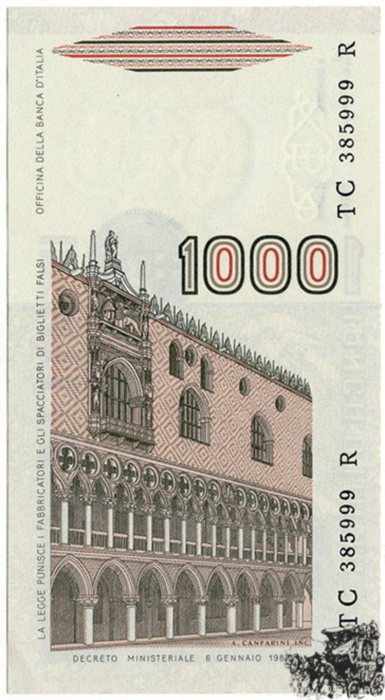 1000 Lire 1982 - Italien - bankfrisch