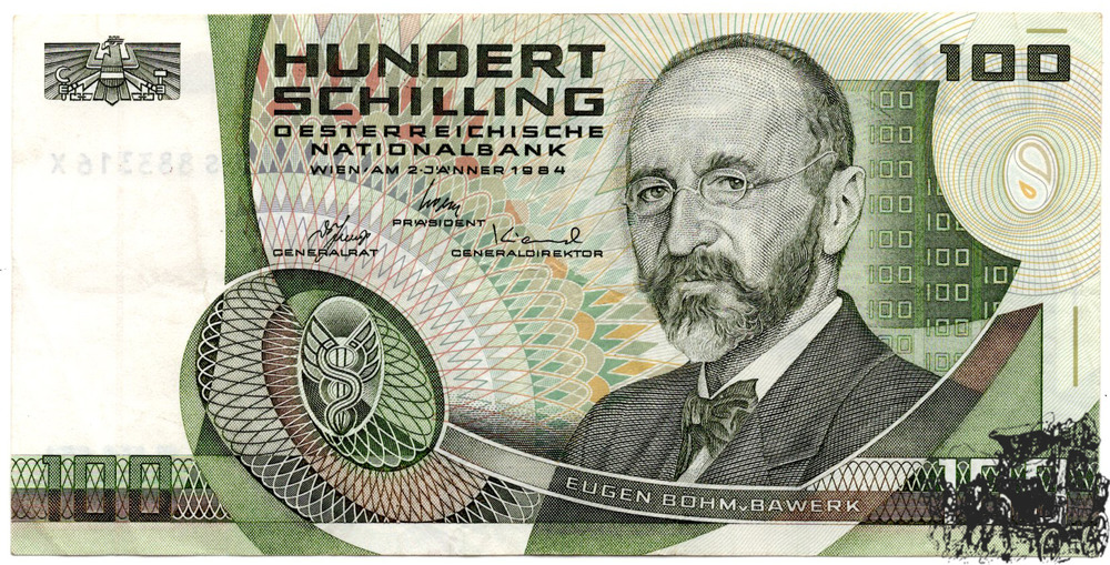 100 Schilling 1984 - 2.Republik, 1 Buchstabe am Anfang - vorzüglich