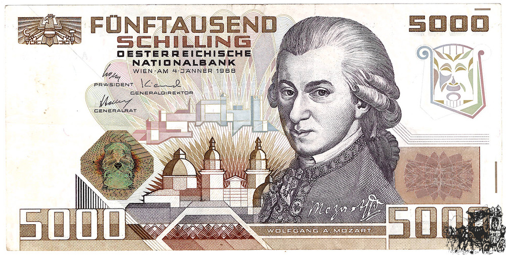 5000 Schilling 1988 - 2.Republik - sehr schön