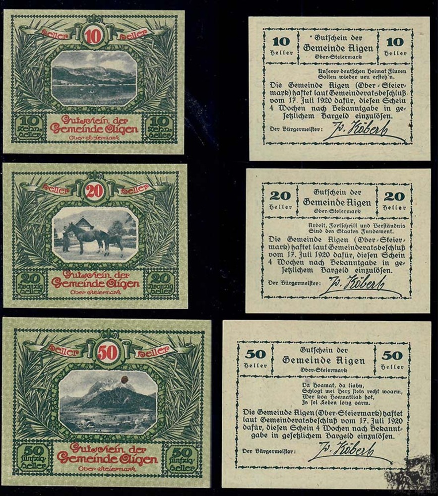 Aigen, STM - Notgeld 1920 Aigen, STM - Notgeld 1920