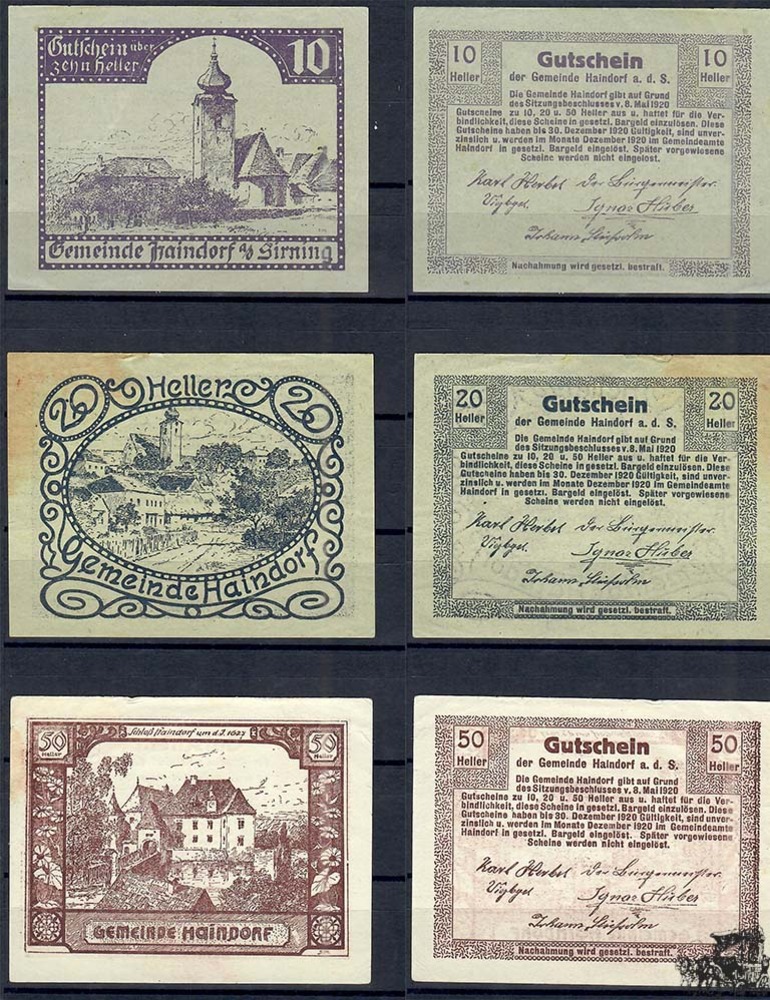 Haidendorf a. d. Sirnig, NÖ - Notgeld 1920 Haidendorf a. d. Sirnig, NÖ - Notgeld 1920