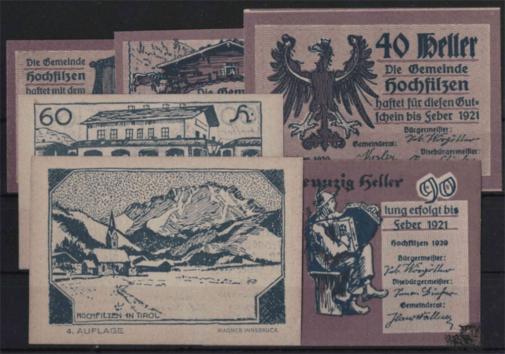 10, 20, 40, 60, 75 und 90 Heller - Hochfilzen, 4. Auflage