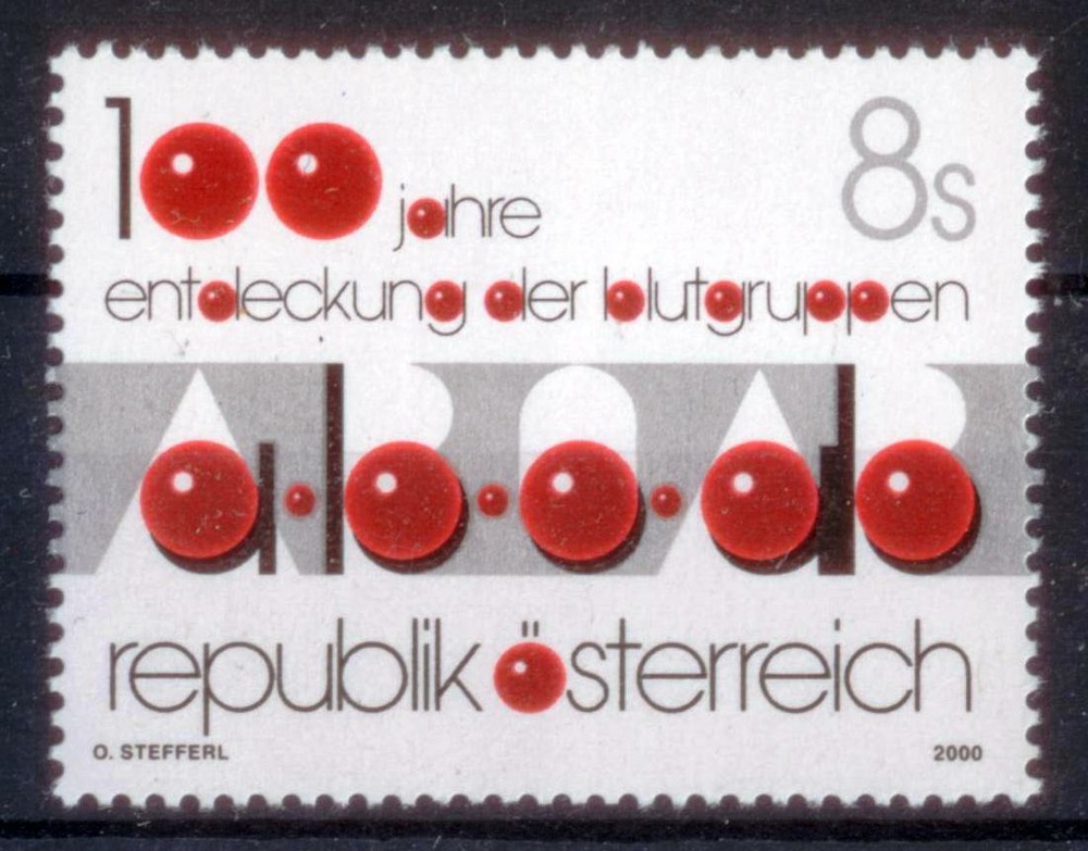 Österreich ** 2000 - 8 S 100 Jahre Entdeckung der Blutgruppen
