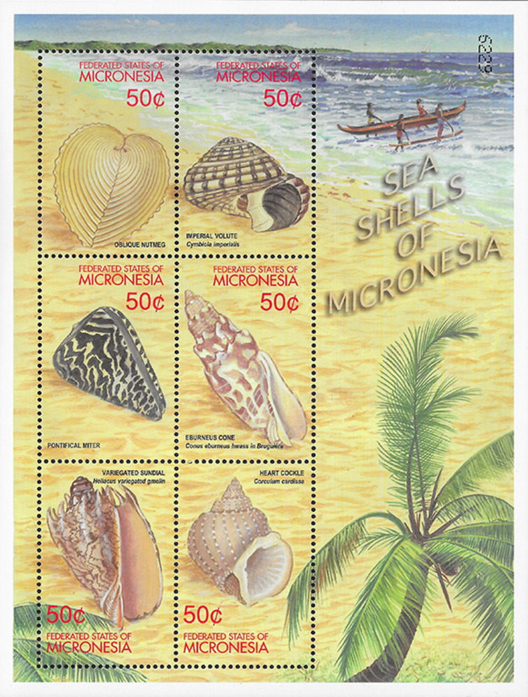 Mikronesien 2001 ** - Einheimische Muscheln und Meeresschnecken, senkrecht