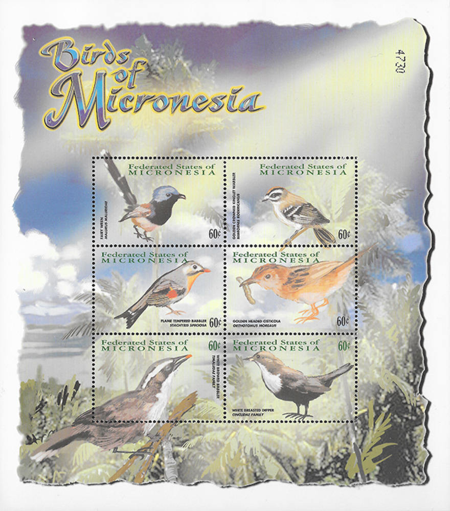 Mikronesien 2001 ** - einheimische Vögel (blau)