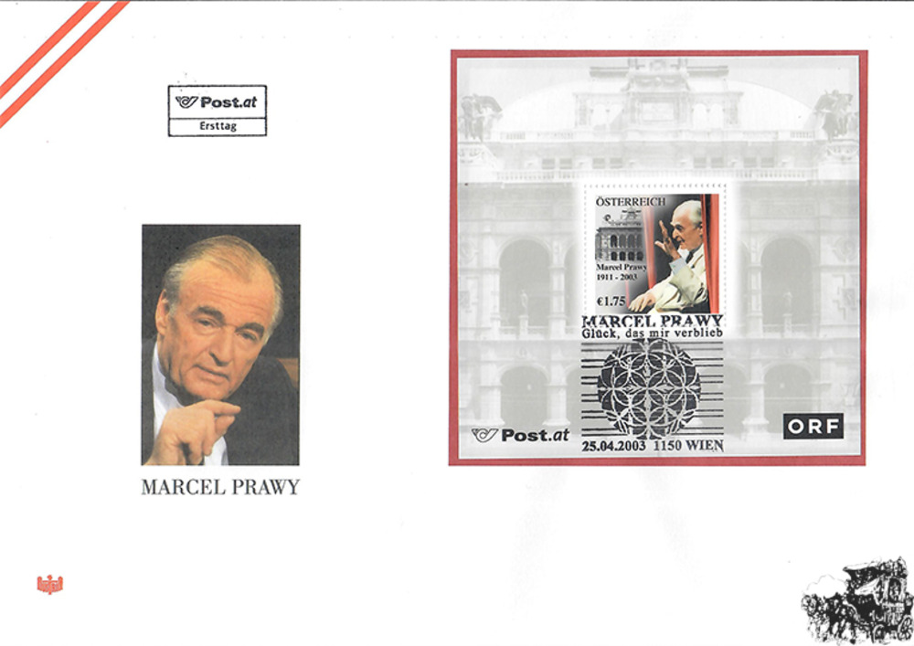 Österreich Block 2003 FDC, 1,75 € “Marcel Prawy“