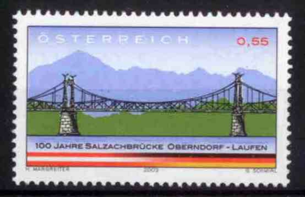 Österreich 2003 **, 0,55 € “100 Jahre Salzachbrücke, Oberndorf - Laufen“ Österreich 2003 **, 0,55 € “100 Jahre Salzachbrücke, Oberndorf - Laufen“
