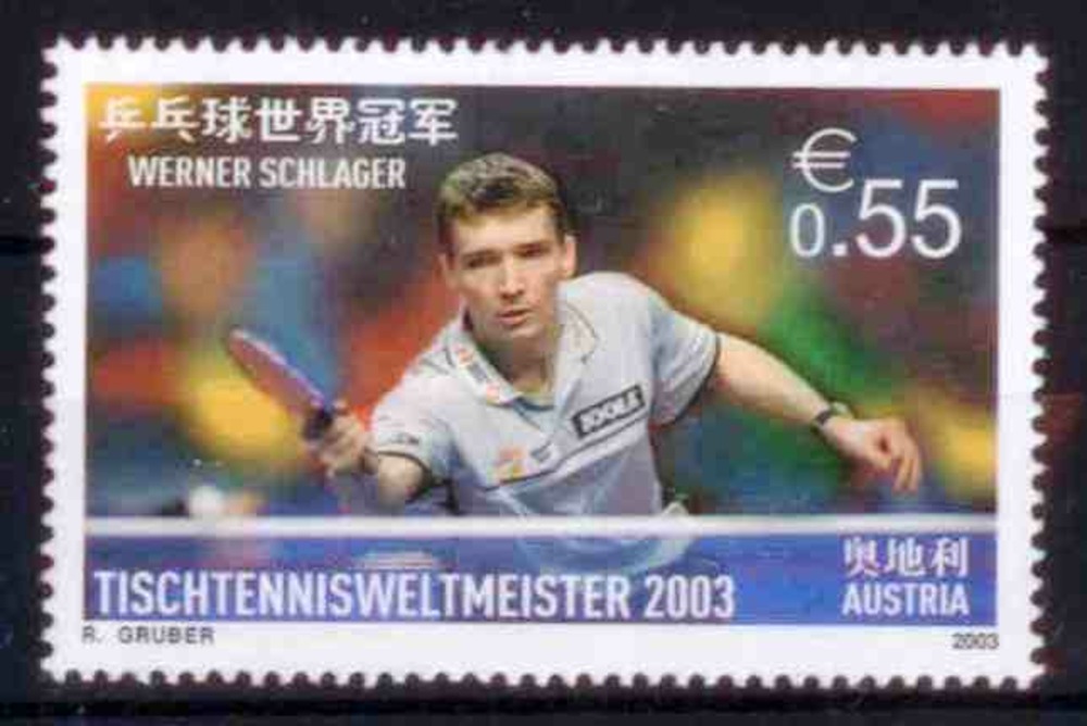 Österreich 2003 **, 0,55 € - “Werner Schlager - Tischtennis -Weltmeister 2003“