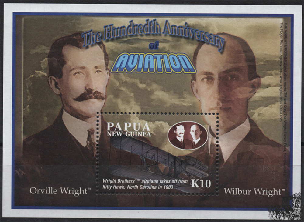 Papua-Neuguinea - Nr. BL 27 ** 100. Jahrestag des ersten Motorfluges der Brüder Wright Papua-Neuguinea - Nr. BL 27 ** 100. Jahrestag des ersten Motorfluges der Brüder Wright