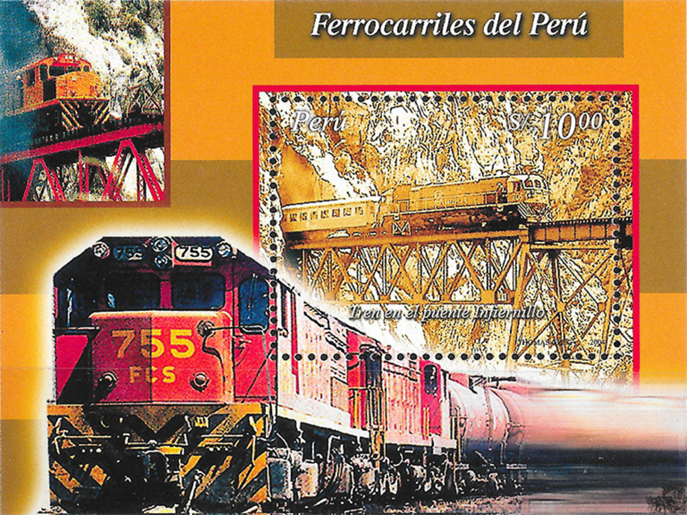 Peru 2004 ** - Diesellokomotive auf Infernillo-Brücke