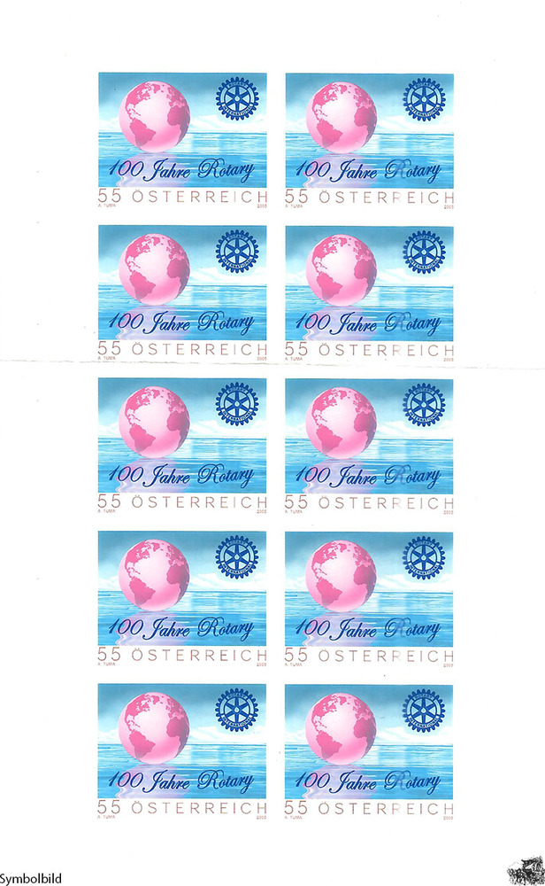 Österreich  2005 **, € 0,55 - “100 Jahre Rotarier“ - Buntdruck-Kleinbogen