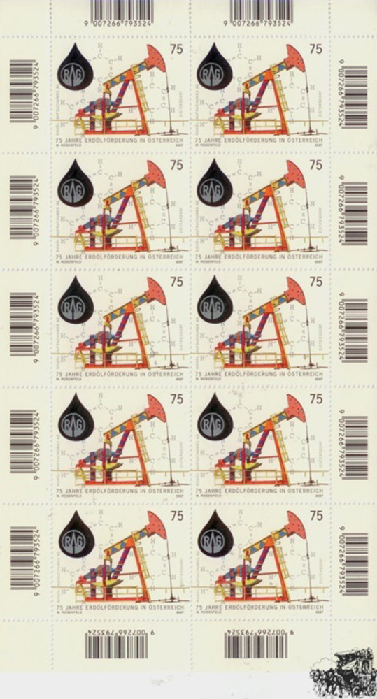 Österreich 2007 - 10x0,75€ “75 Jahre Erdölförderung in Österreich'' KLBG