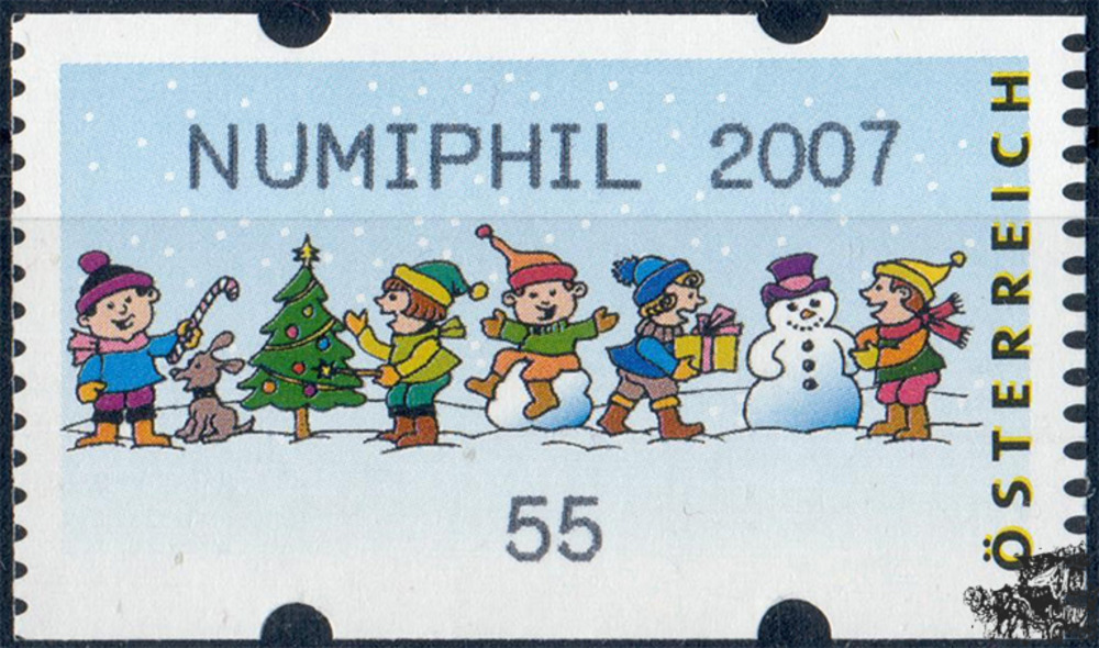 Österreich 2007 Automatenmarke ** - € 0,55 - Spielende Kinder im Schnee: Numiphil 2007