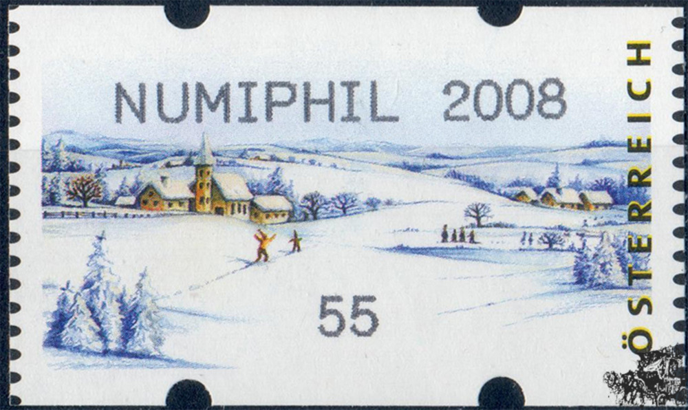 Österreich 2008 Automatenmarke ** - € 0,55 - Winterlandschaft: NUMIPHIL 2008