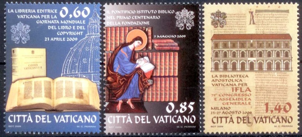 Vatikan 2009 - 0,60 + 0,85 + 1,40 € Jahr des Buches Vatikan 2009 - 0,60 + 0,85 + 1,40 € Jahr des Buches