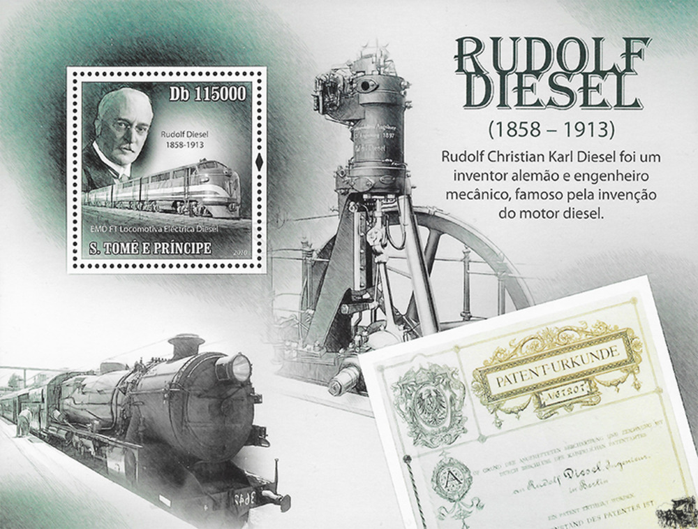 Sao Tomé und Principe 2010 ** - Rudolf Diesel (1858-1913), deutscher Maschineningenieur