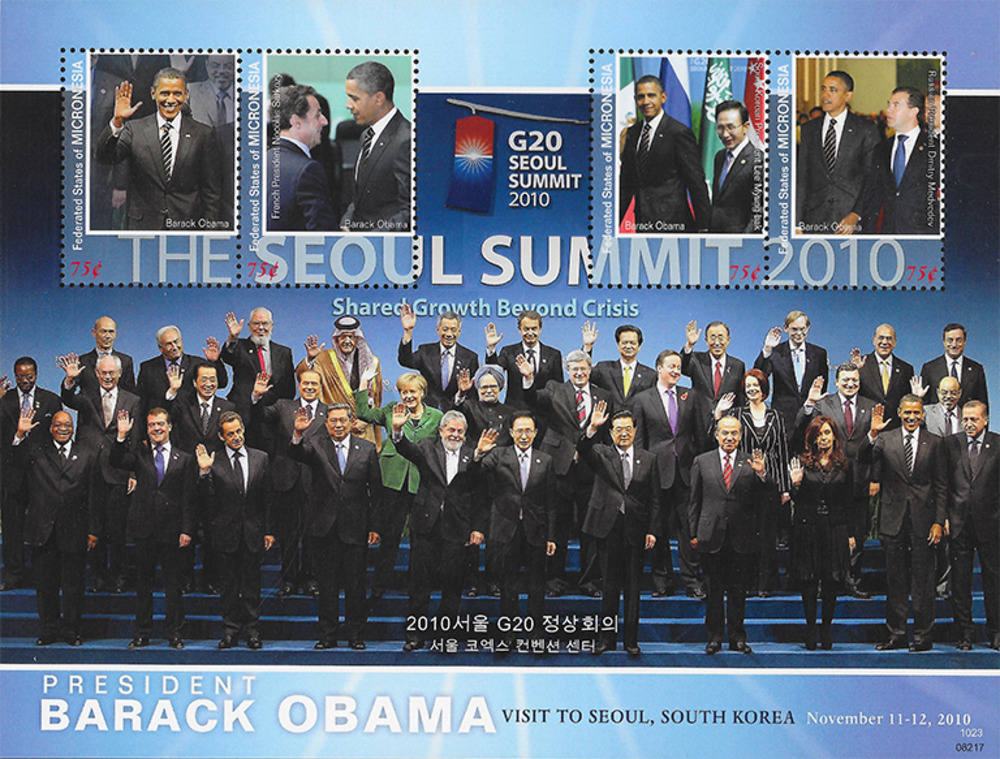 Mikronesien 2011 ** - Barack Obamas  beim G20-Gipfel, mit erhobener Hand