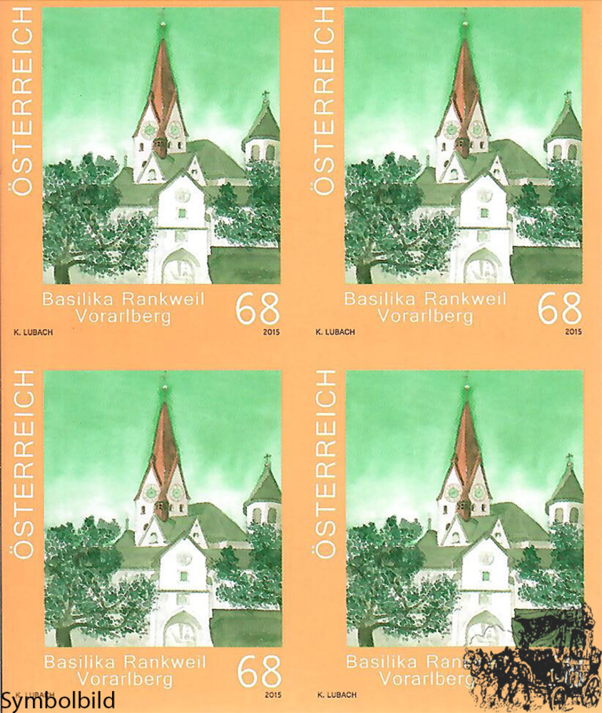 Österreich ** 2015, € 0,68 - Basilika Rankweil - Buntdruck-Viererblock