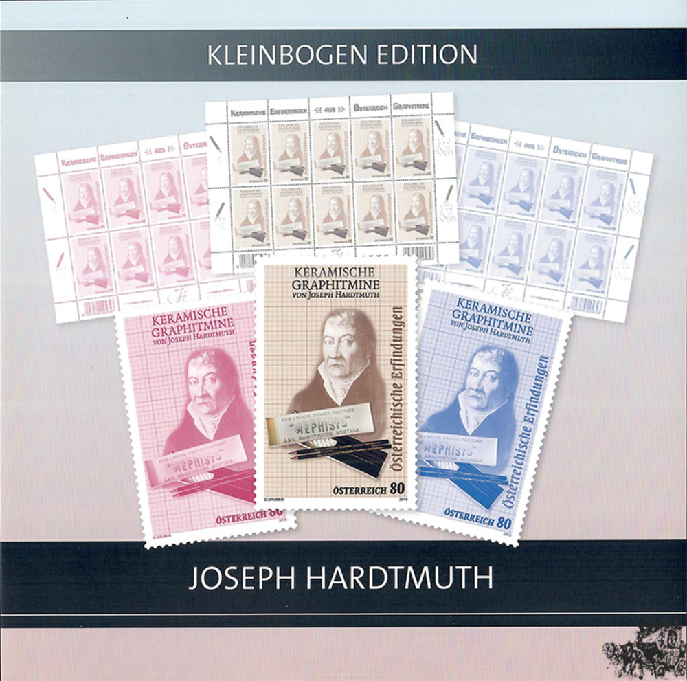 Keramische Graphitmine - Joseph Hardtmuth, Kleinbogen.Edition ** mit Klbg und Farbdrucken in rot und blau