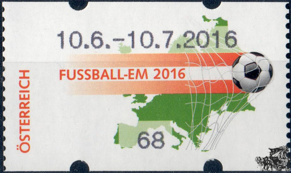 Österreich 2016 Automatenmarke ** - € 0,68 - Europakarte, Fußball: 10.06.2016