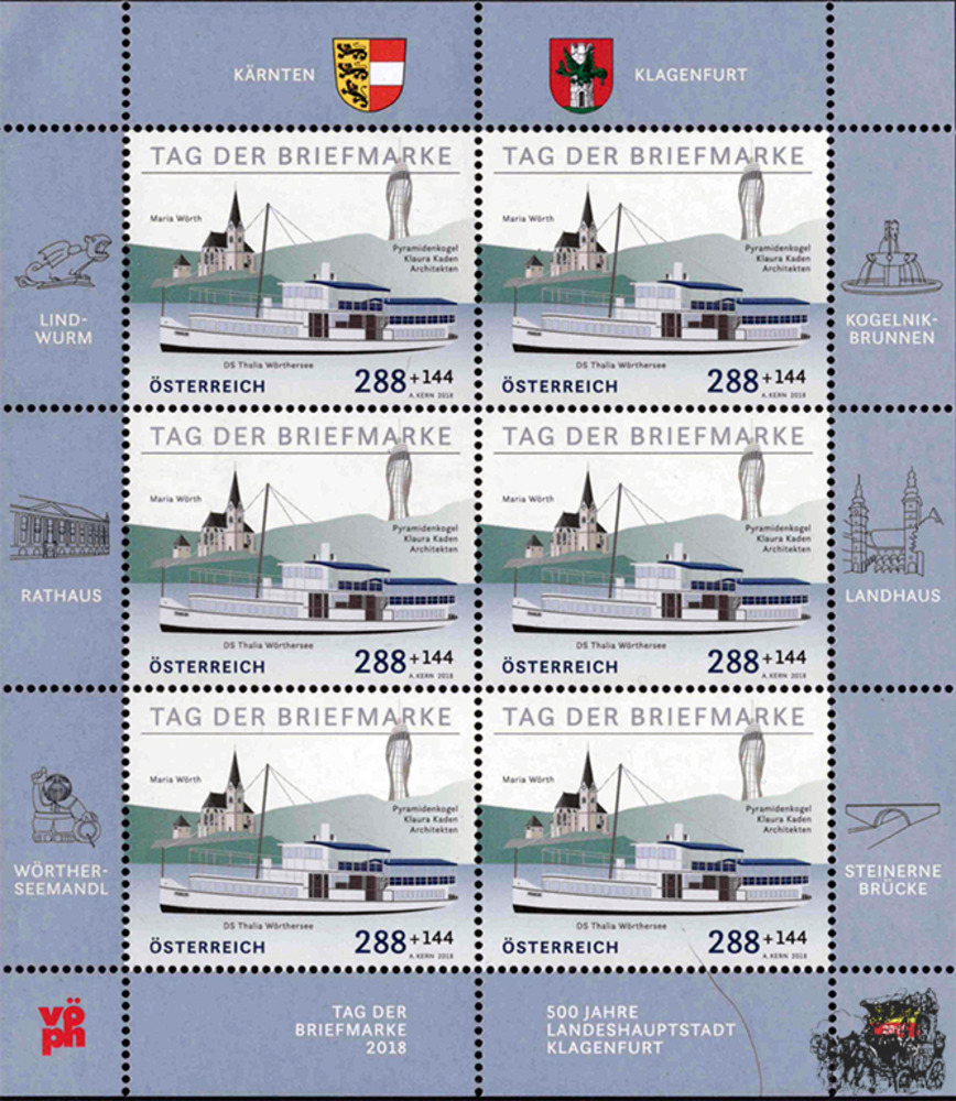 Österreich ** 2018 6 x € 2,88+1,44 - Tag der Briefmarke 2018