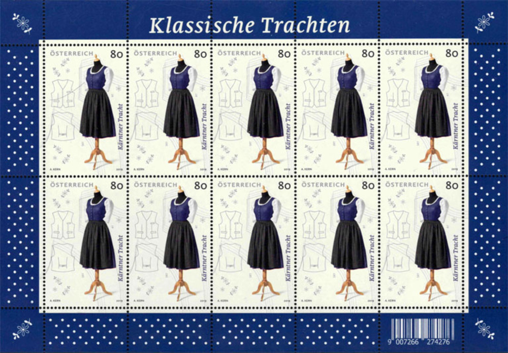 Österreich ** 2019 10 x € 0,80 - Kärntner Tracht